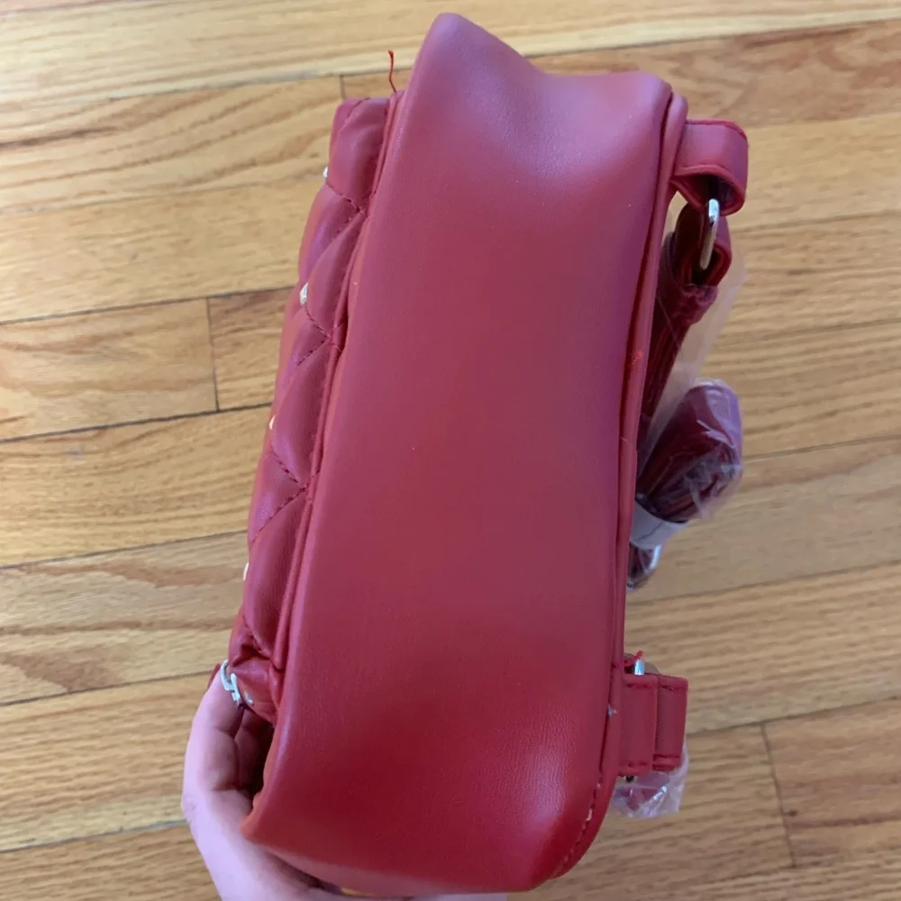 Badgley Mischka Vegan Leather Red Mini Studded Backpack NWT. - Picture 10 of 16